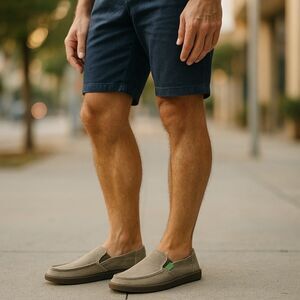 Sanuk Gray Loafers with Collapsible Heel and Quilted Design